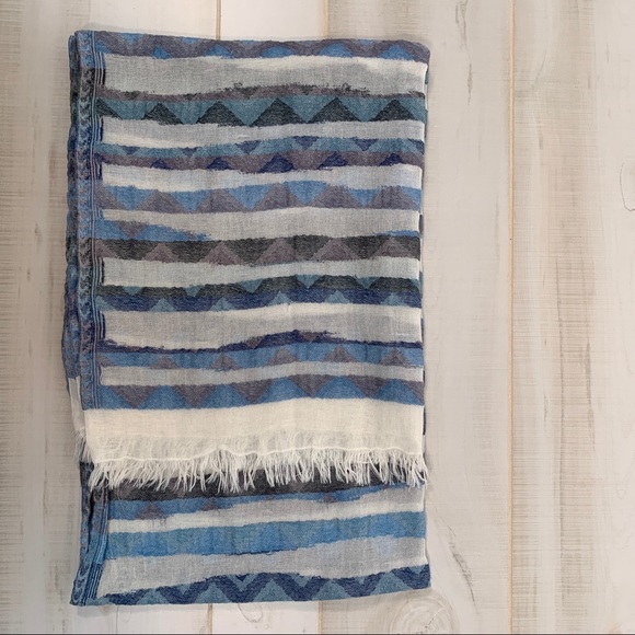 Silpada Blue White Stripe Avery Scarf Fringe - Picture 3 of 8